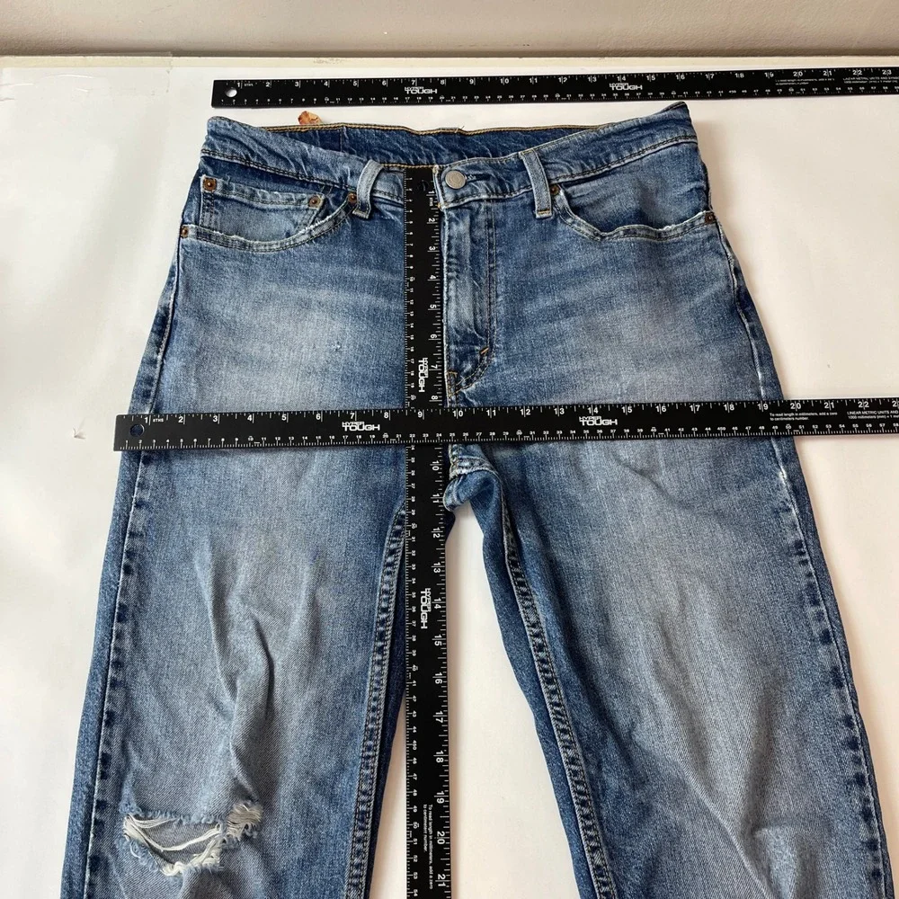 Levis 511 Jeans Mens 34x32 Blue Slim Fit Denim Distressed Grunge Skater Preppy
